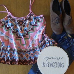 Flying Tomato | Rose & Clay Aztec Cami  | L | New Bohemian Festival